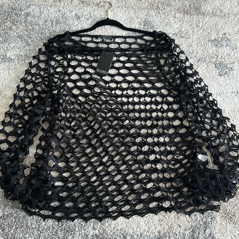 ELOQUII see through black long sleeve top size 18/20